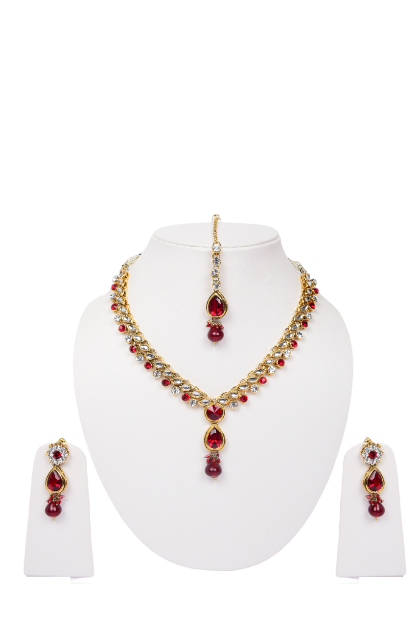 Namokriti Stunning Teardrop Stone Necklace Set – Traditional Indian Bridal Jewelry